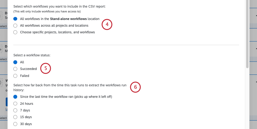 Auswahl der Workflows, die in den Export einbezogen werden sollen
