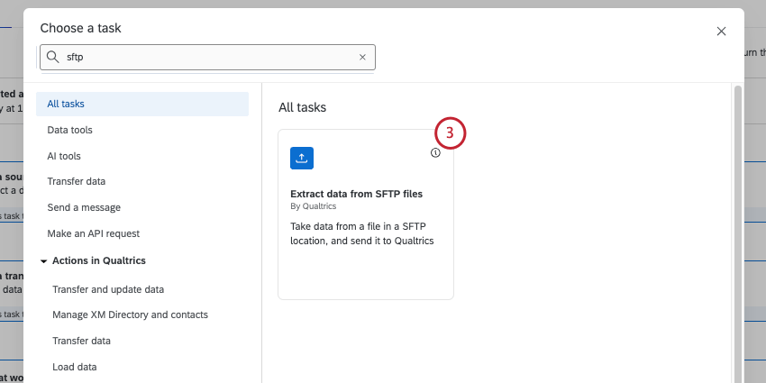 selezionare lattività di estrazione dei dati dai file sftp