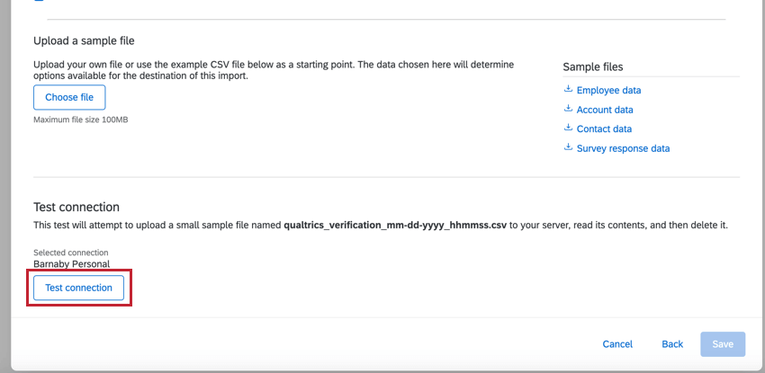 il pulsante di prova