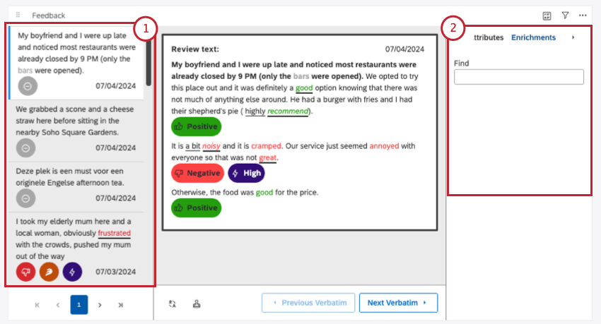 Highlighting results pane to left and context pane to the right