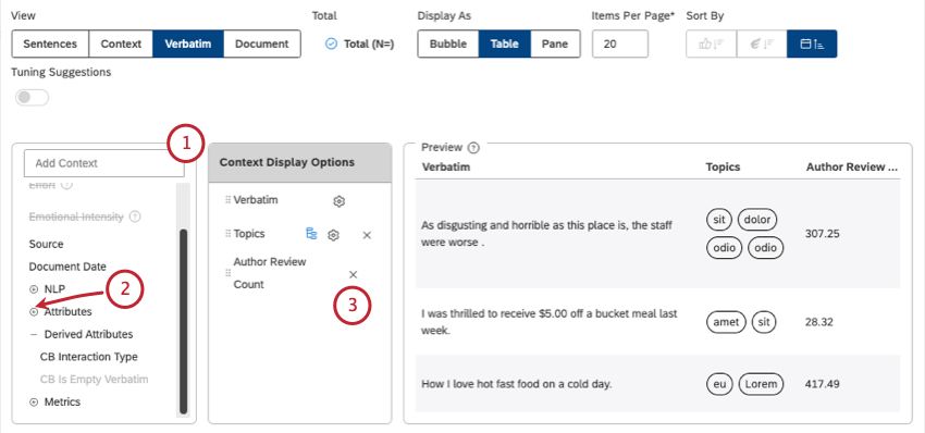 Adding context to a widget