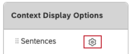 context display options box - gear next to the word sentences is highlighted