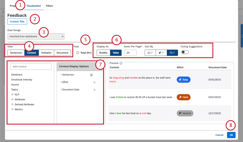 modifica di un widget di feedback