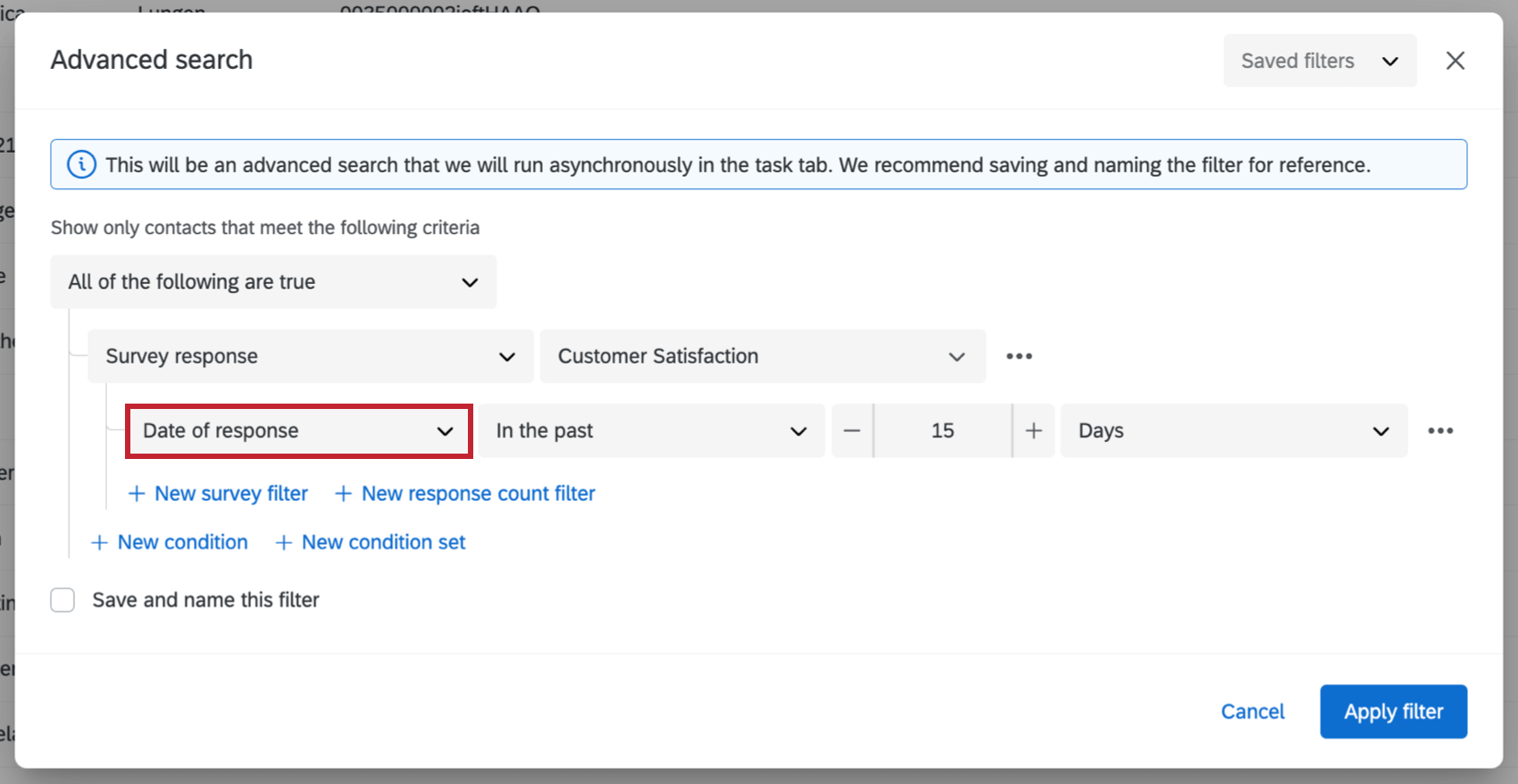 adding a response date filter