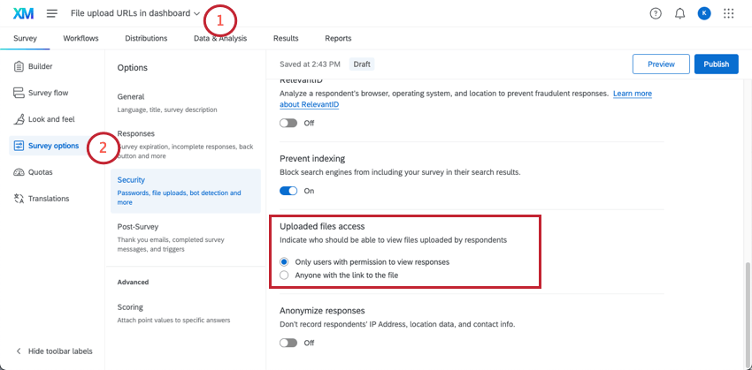 opciones de la encuesta