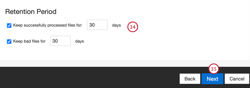 escolha de um período de retenção