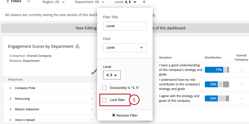 the lock filter option