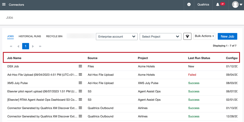 auf einen Feldname klicken, um danach zu sortieren