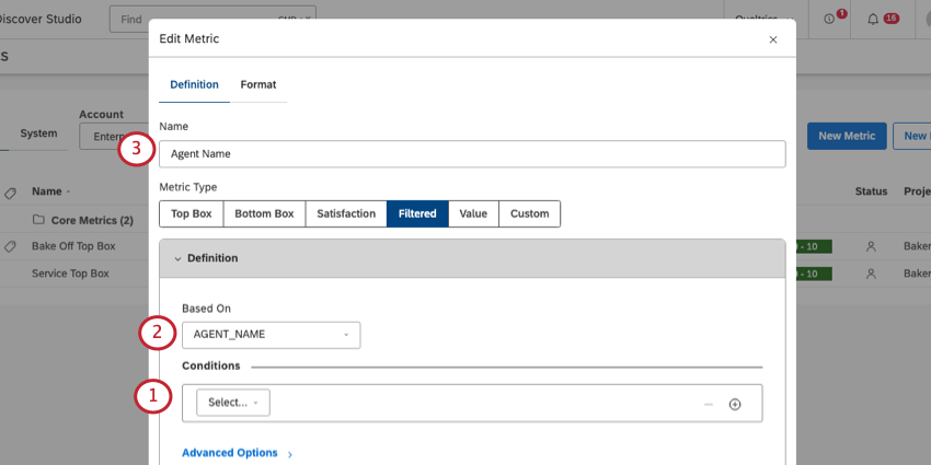 creating a filtered metric with a blank condition