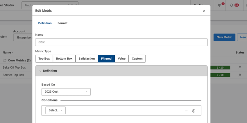 modifica di una metrica di costo