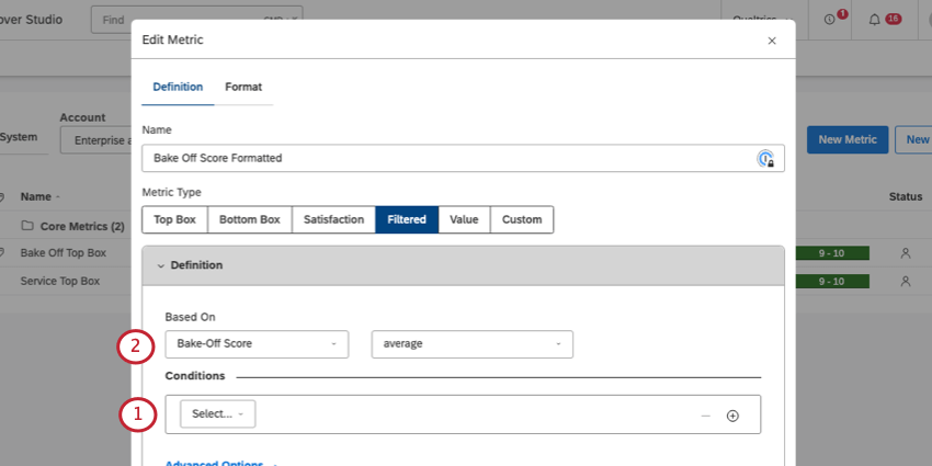 criação de uma condição em branco