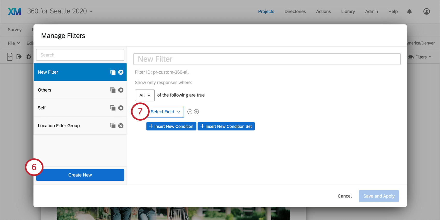 Seleção de um campo