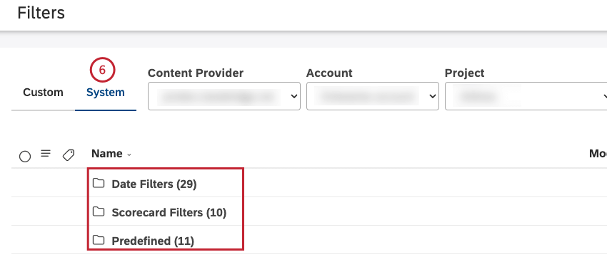 Zugriffsfilter auf der Registerkarte System