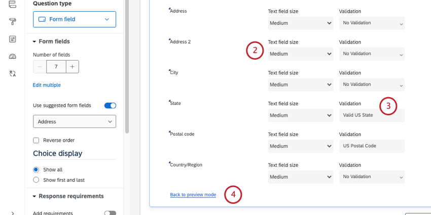 editing field sizes and validation