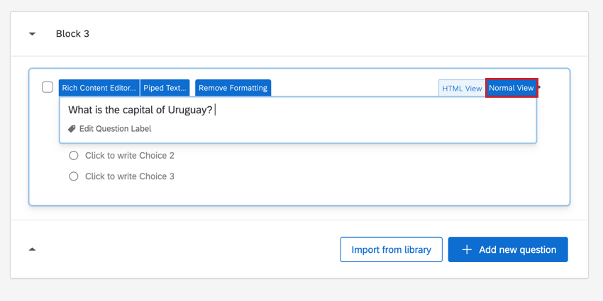 Normal tab is the last of the blue tabs that appears when you click into question text; shows up on the far-right