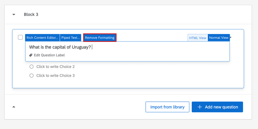 La pestaña Eliminar formato se muestra a la derecha de la pestaña de texto dinámico cuando hay formato para eliminar; de lo contrario, no aparece.