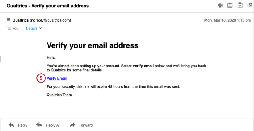 Screenshot di une-mail - e-mail di verifica nel centro messaggi