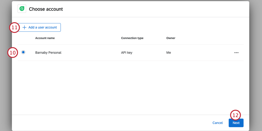 choisir le compte freshdesk à utiliser ou en ajouter un nouveau