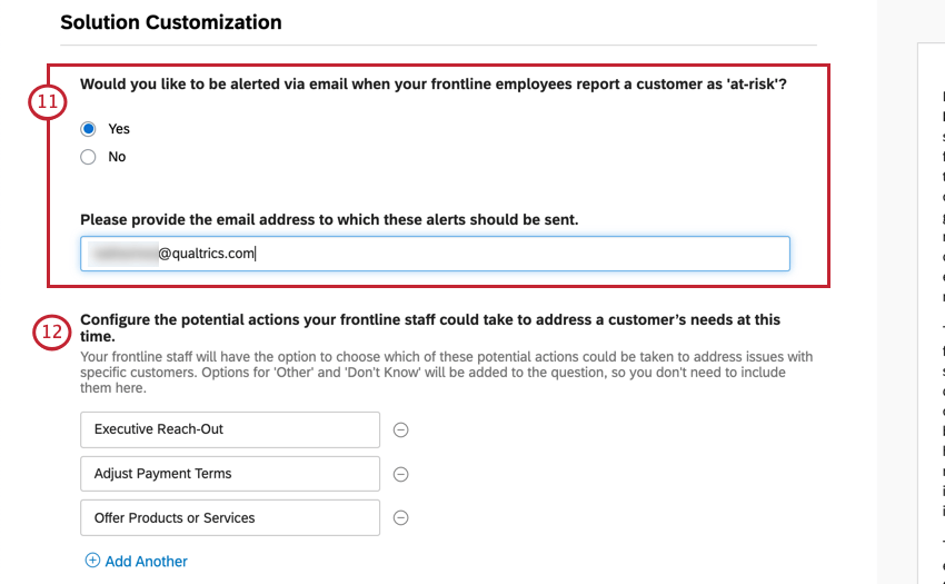 Multiple yes / no question, then text field, then open text fields for listing potential actions