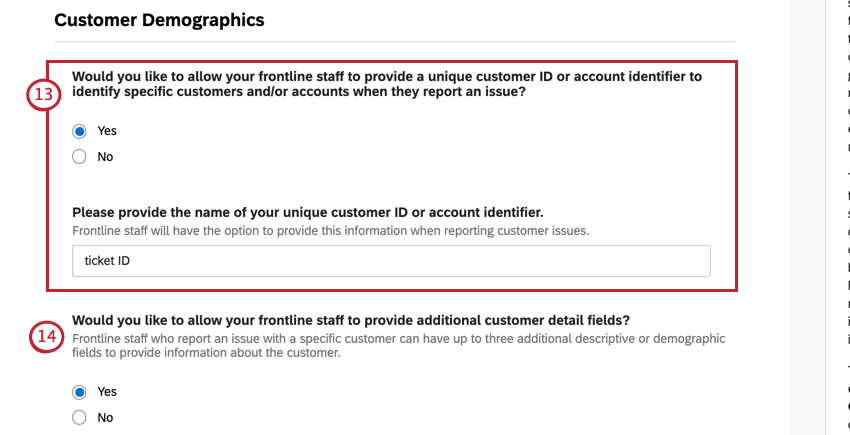 Multiple choice, wenn ja, wird ein Textfeld angezeigt. Darunter eine weitere Multiple Choice