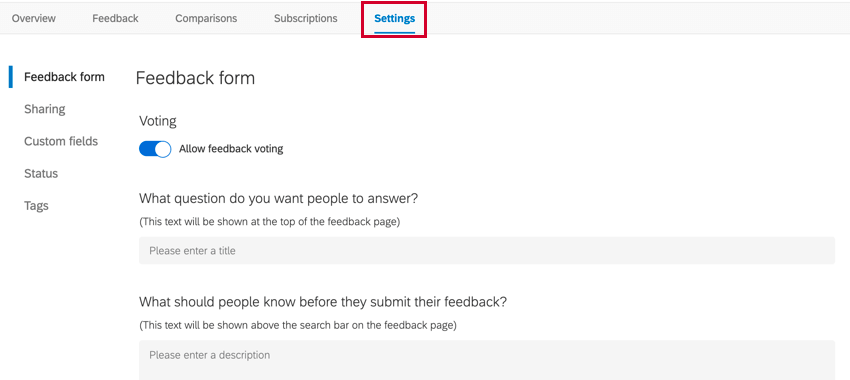 la scheda opinioni di un progetto di feedback in prima linea