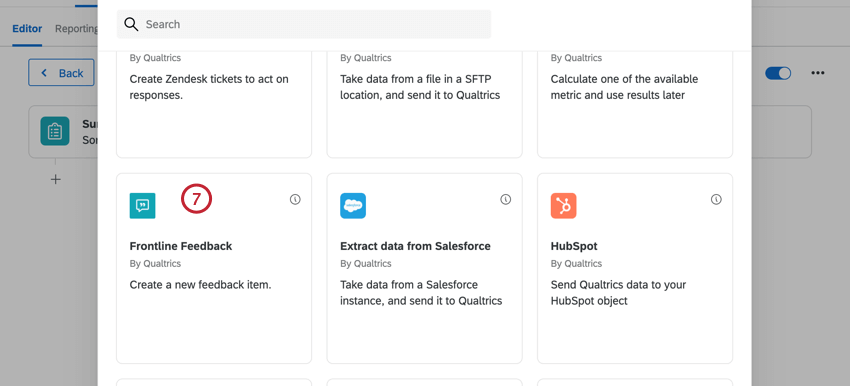 seleção da tarefa de feedback da linha de frente