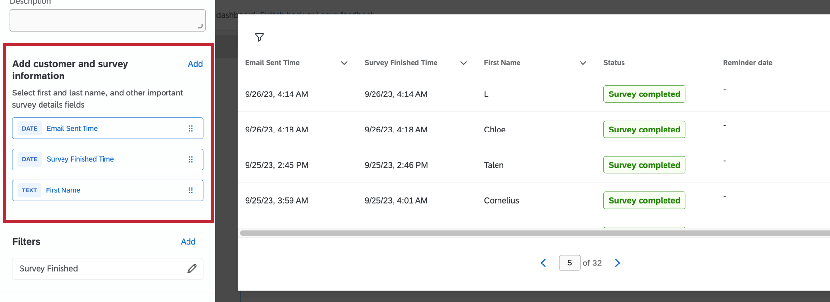 Add customer information to configure the frontline reminder widget.