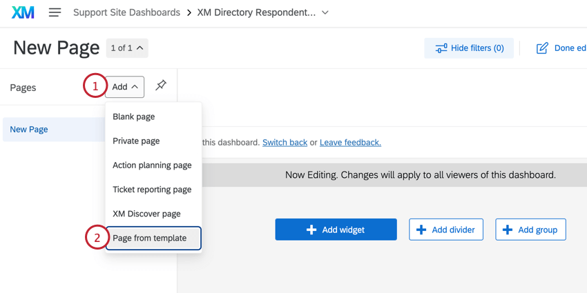 adding a page from a template