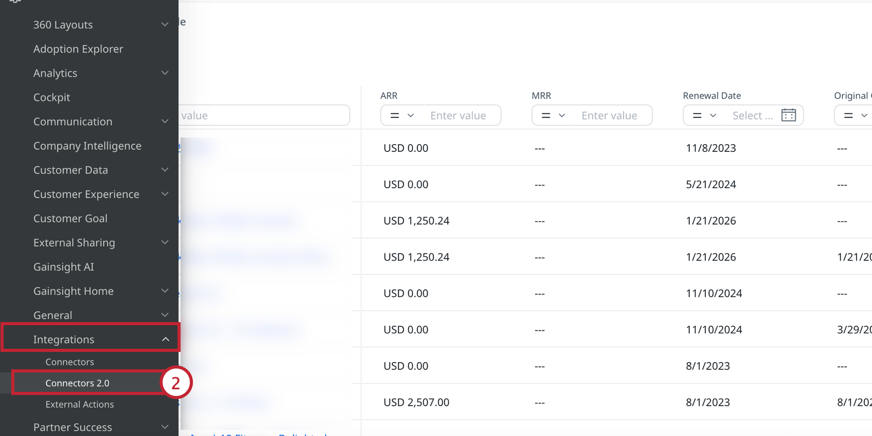 indo para conectores 2.0 em gainsight