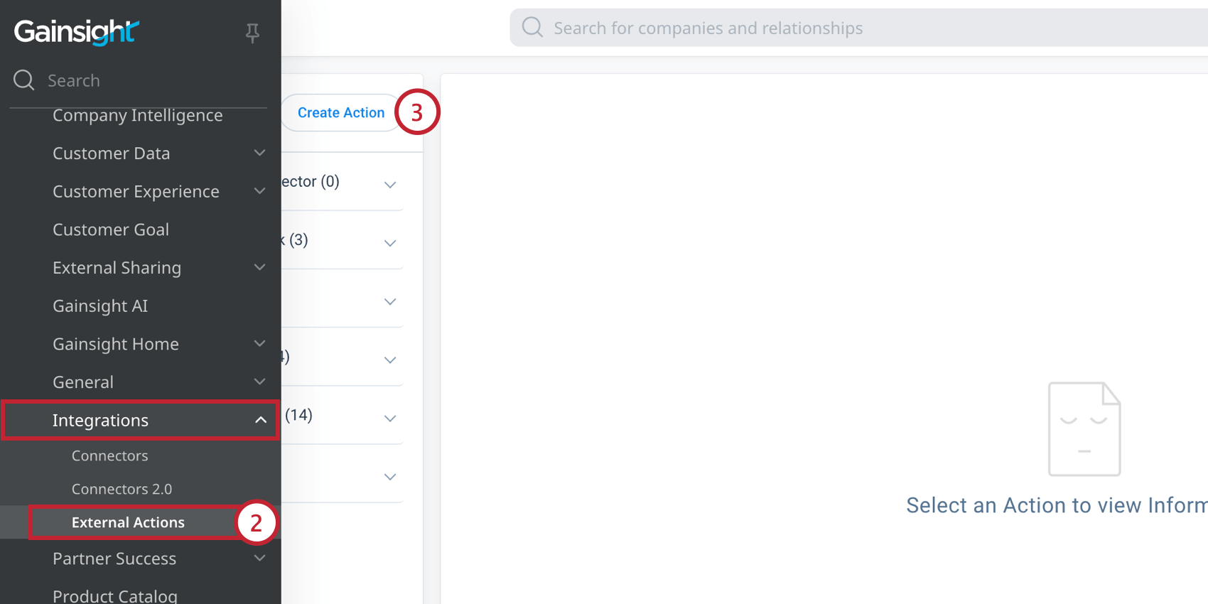 Navegando hacia acciones externas en Gainsight