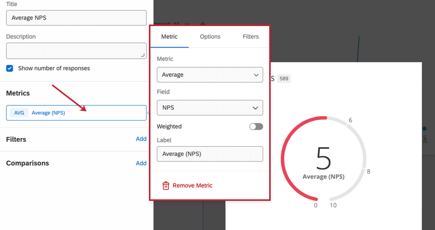 configuring the metric to display in a gauge chart widget