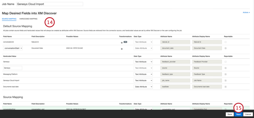 Mapeo de campos de Genesys