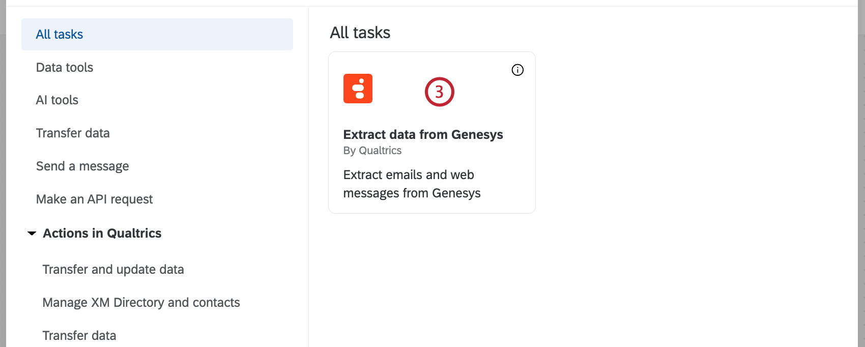 Seleccionar la tarea de extracción de datos de genesys para agregarla a un flujo de trabajo
