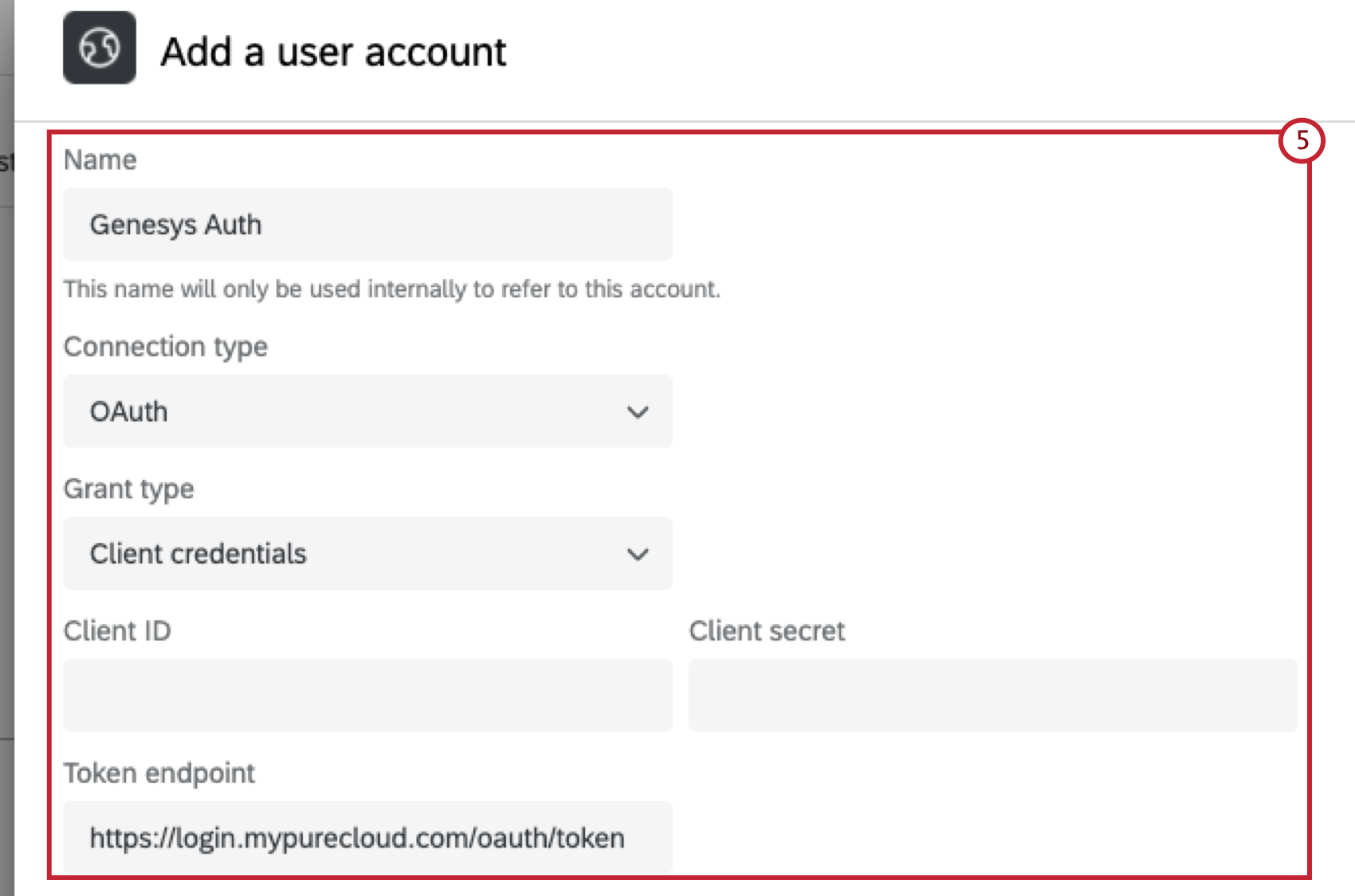 aggiunta di un account utente genesys a qualtrics