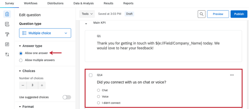 Multiple Choice, die nur eine Antwort zulässt
