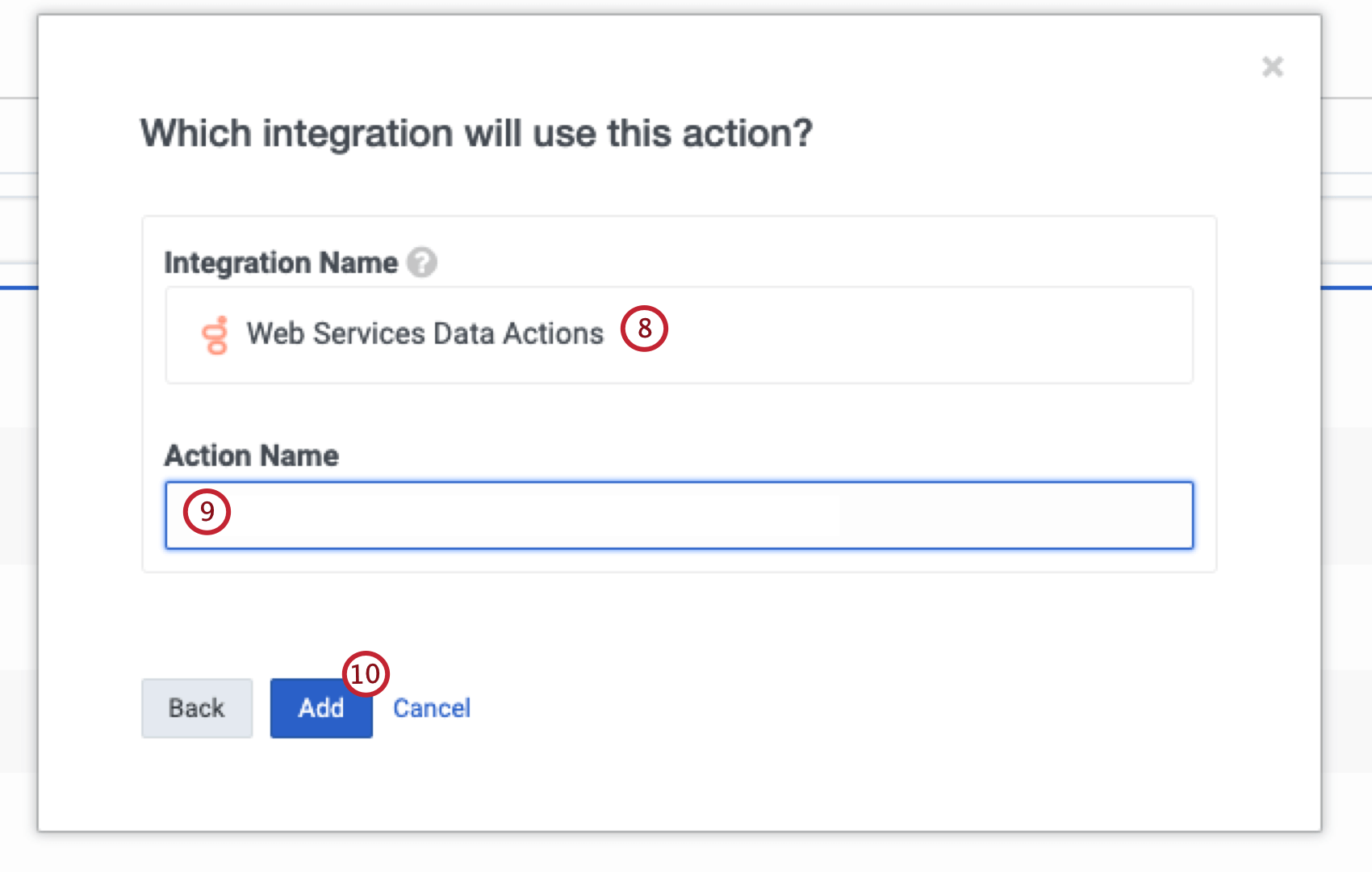 Auswählen und Benennen einer Integration