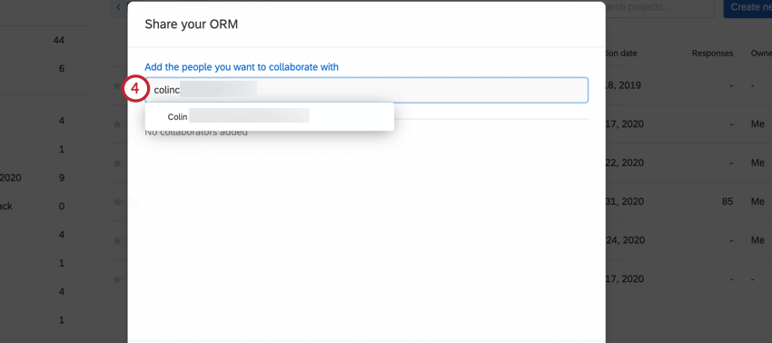 searching a name in the new window that appears