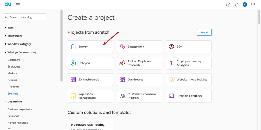 Projet denquête dans le catalogue