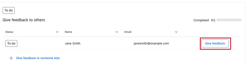 clicking give feedback to submit an evaluation