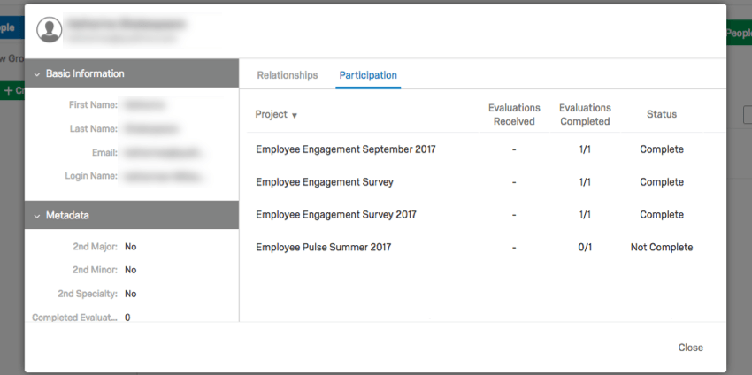 ユーザーのグローバル情報ウィンドウの参加者セクション