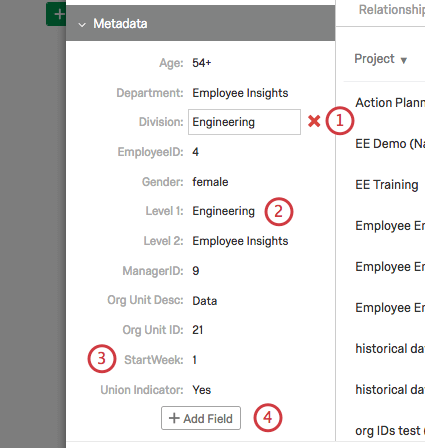 Informations sur les métadonnées du participant dans la fenêtre dinformation globale