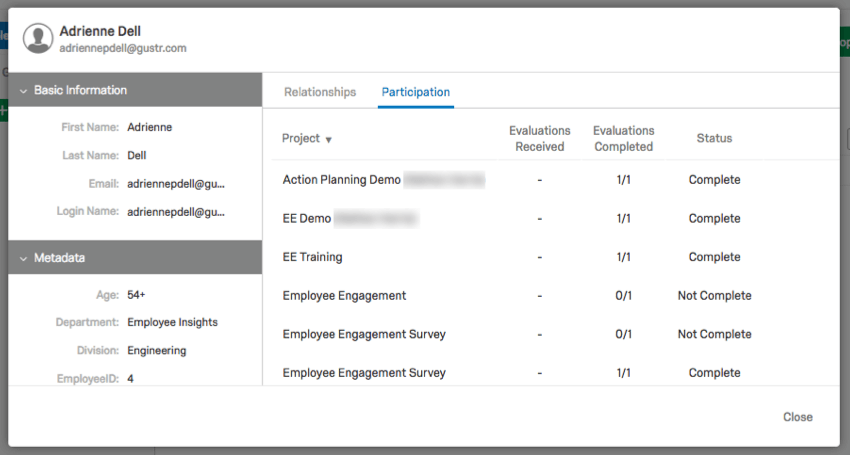 グローバル情報ウィンドウの参加者情報