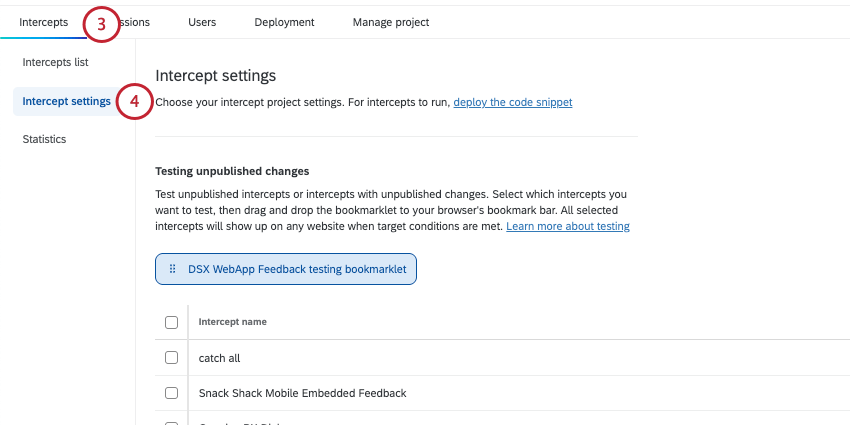 scheda Intercettazioni principali del progetto del sito web