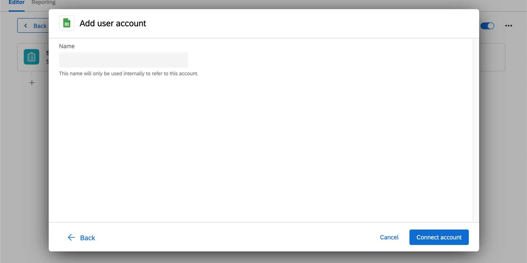 新しいアカウントを追加し、名前を付ける。