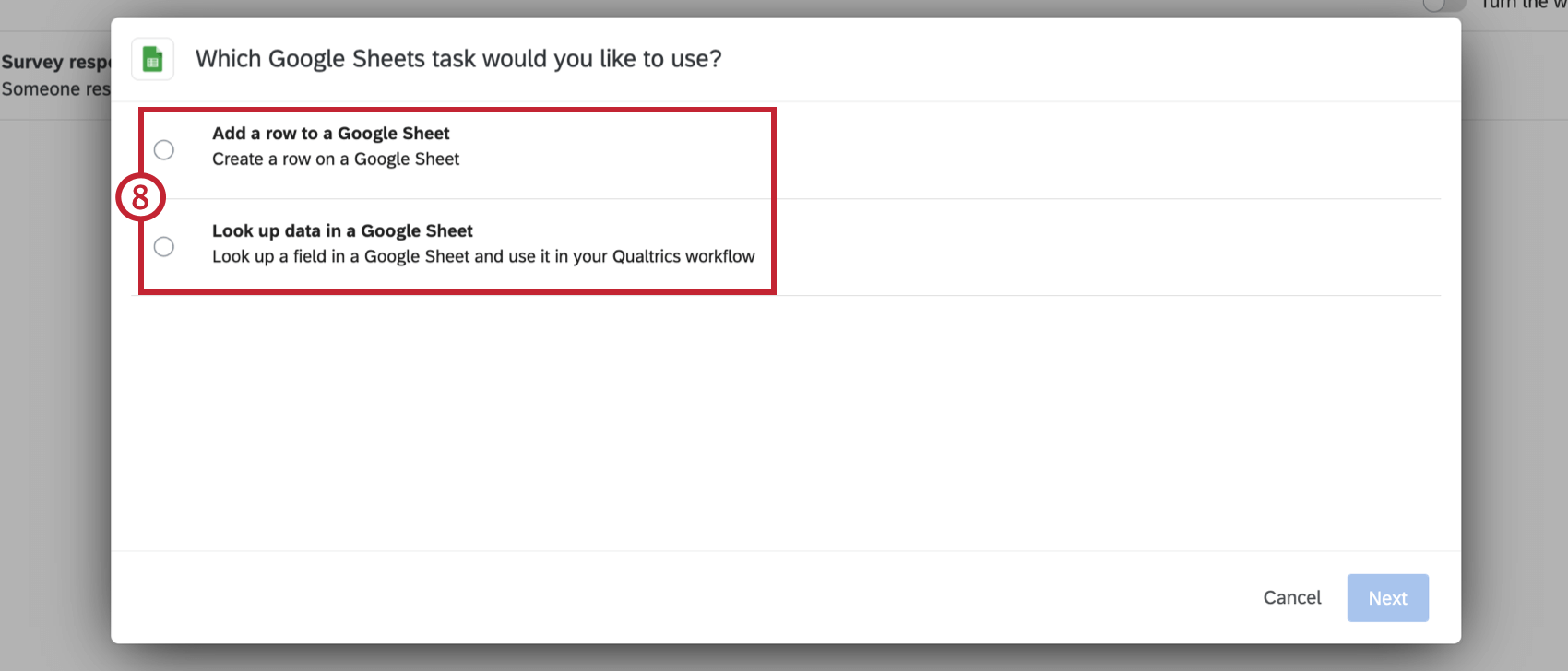 googleシートのタスクを選択する