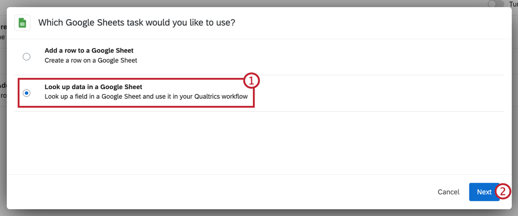 opzione di ricerca dei dati in un foglio di google quando si imposta unattività in google sheets