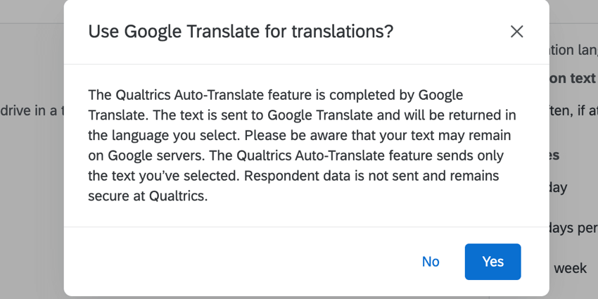 confirmando o uso da tradução automática