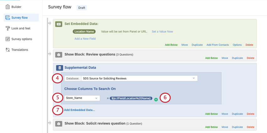 Adding a supplemental data element in the survey flow
