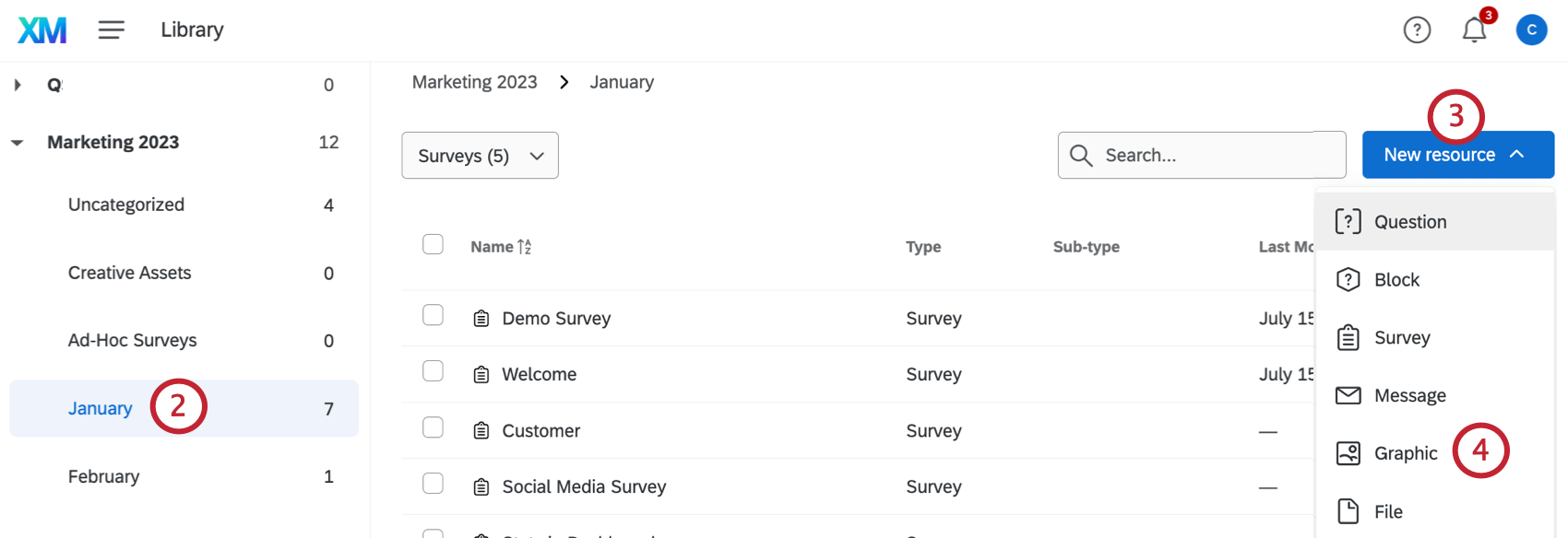 adding a new graphic from the resource type dropdown