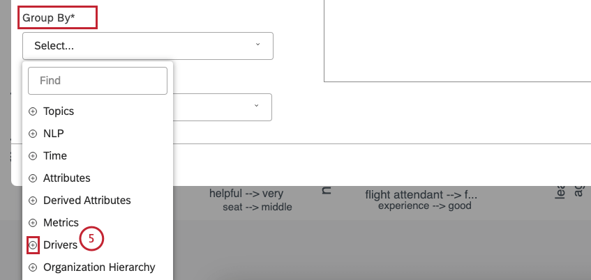 Sélectionnez le pilote sur lequel vous souhaitez établir un rapport dans les options Pilotes du menu Grouper par. Cliquez sur licône plus ( + ) pour afficher toutes les options Drivers disponibles.